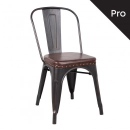 RELIX Καρέκλα-Pro, Μέταλλο Βαφή Antique Black, 45x51x82cm Pu Σκούρο Καφέ Ε5191Ρ,10