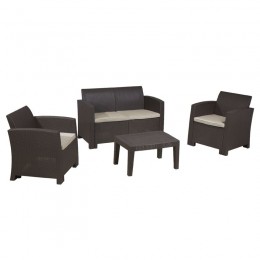 SAVANNA Set Σαλόνι Κήπου Βεράντας  K/D,  PP-UV Καφέ Μαξιλάρια Grey-White Ε352,2