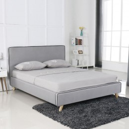 MORISSON Κρεβάτι Διπλό, 171x216x110cm για Στρώμα 160x200cm, Ύφασμα Ανοιχτό Γκρι Ε8078,1