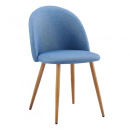 BELLA Καρέκλα Tραπεζαρίας, 50x56x80cm Μέταλλο Βαφή Φυσικό, Ύφασμα Απόχρωση Light Blue ΕΜ762,3