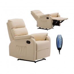 COMFORT Massage Πολυθρόνα Relax, 74x90x98cm Σαλονιού - Καθιστικού, PU Μπεζ Ε9733,1