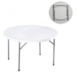 BLOW-R Τραπέζι Συνεδρίου Catering Πτυσσόμενο, Φ121cm H.72cm Μέταλλο Βαφή Γκρι, HDPE Άσπρο ΕΟ183,1