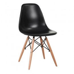 ART Wood Kαρέκλα Τραπεζαρίας Κουζίνας 46x52x82cm Ξύλο - PP Μαύρο ΕΜ123,2W