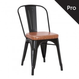 RELIX Καρέκλα-Pro, 45x51x82cm Μέταλλο Βαφή Μαύρο Matte, Pu Camel Ε5191Ρ,14Μ