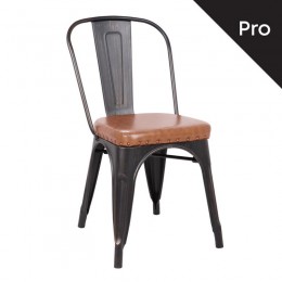 RELIX Καρέκλα-Pro, 45x51x82cm Μέταλλο Βαφή Antique Black, Pu Camel Ε5191Ρ,104