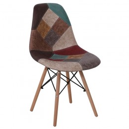 ART Wood Καρέκλα 47x52x84cm Ξύλο - PP Ύφασμα Patchwork Καφέ ΕΜ123,82