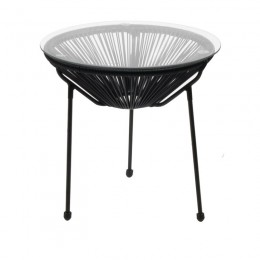 ACAPULCO Τραπεζάκι Μέταλλο Βαφή Μαύρο, Φ50cm H.50cm Rattan Μαύρο Ε246,2