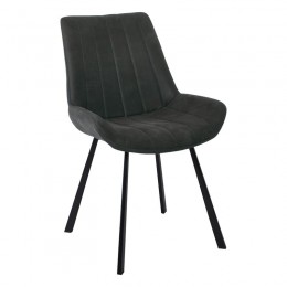 MATT Καρέκλα Tραπεζαρίας Μέταλλο Βαφή Μαύρο, Ύφασμα Suede Ανθρακί ΕΜ790,1