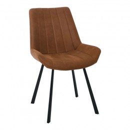 MATT Καρέκλα Tραπεζαρίας Μέταλλο Βαφή Μαύρο, 55x61x88cm Ύφασμα Suede Καφέ ΕΜ790,2