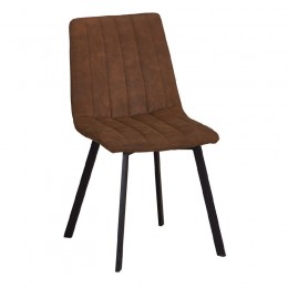 BETTY Καρέκλα Μέταλλο Βαφή Μαύρο, 45x60x87cm Ύφασμα Suede Καφέ ΕΜ791,2