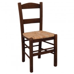 ΣΥΡΟΣ Καρέκλα Οξιά 41x45x88cm Βαφή Εμποτισμού Καρυδί, Κάθισμα Ψάθα Ρ950,Ε2