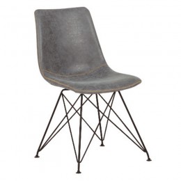 PANTON Καρέκλα Μέταλλο 43x57x81cm Βαφή Μαύρη, PU Vintage Grey ΕΜ777,1