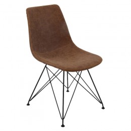 PANTON Καρέκλα Μέταλλο Βαφή Μαύρο, 43x57x81cm PU Vintage Brown ΕΜ777,2