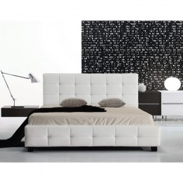 FIDEL Κρεβάτι Διπλό, 158x215x107cm για Στρώμα 150x200cm, PU Άσπρο Ε8087