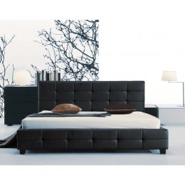 FIDEL Κρεβάτι Διπλό, 158x215x107cm για Στρώμα 150x200cm, PU Μαύρο Ε8087