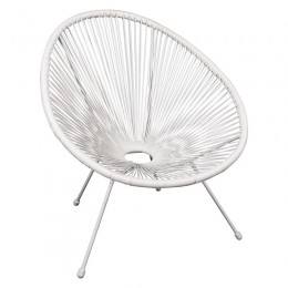 ACAPULCO Πολυθρόνα Μέταλλο Βαφή Άσπρο, 73x76x89cm Rattan Άσπρο Ε245,Α1