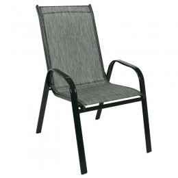 RIO Πολυθρόνα Στοιβαζόμενη Κήπου, Μέταλλο Βαφή Μαύρο, Textilene Γκρι (4,20kg)