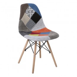 ART Wood Kαρέκλα Ξύλο - PP 47x52x84cm Ύφασμα Patchwork ΕΜ123,8