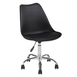 MARTIN Καρέκλα Γραφείου 51x55x81/91cm Χρώμιο PP Μαύρο, Κάθισμα: Pu Μαύρο Μονταρισμένη Ταπετσαρία