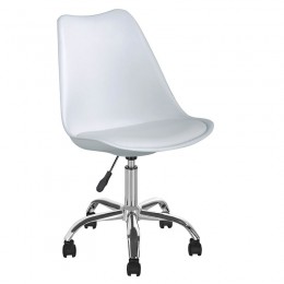MARTIN Καρέκλα Γραφείου 51x55x81/91cm Χρώμιο PP Άσπρο, Κάθισμα: Pu Άσπρο Μονταρισμένη Ταπετσαρία