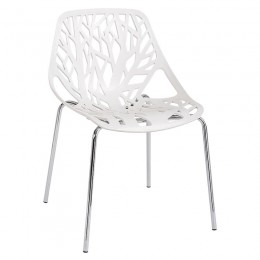 LINEA Καρέκλα Tραπεζαρίας Κουζίνας, 54x51x81cm Μέταλλο Χρώμιο Πολυπροπυλένιο Άσπρο ΕΜ120,1W