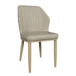 DELUX Καρέκλα Μέταλλο Βαφή Φυσικό, 49x51x89cm Linen PU Μπέζ ΕΜ156,2