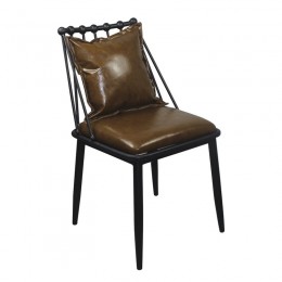 DANTE Καρέκλα, 42x49x79cm Μέταλλο Βαφή Μαύρο, PU Vintage Brown ΕΜ715,1