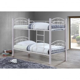 NORTON Κρεβάτι Κουκέτα 97x201x160(Στρώμα 90x190)cm Μέταλλο Βαφή Άσπρο, Ξύλο Άσπρο Ε8071,1
