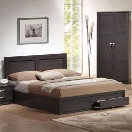 LIFE Κρεβάτι Διπλό, 2 Συρτάρια, για Στρώμα 140x190 cm, Απόχρωση Zebrano ΕΜ3636