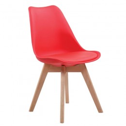 MARTIN Καρέκλα Ξύλο 49x57x82cm, PP Κόκκινο Μονταρισμένη Ταπετσαρία ΕΜ136,34
