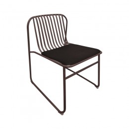 STRIPE Καρέκλα Κήπου Βεράντας, 52x59x77cm Μέταλλο Βαφή Sand Brown, Μαξιλάρι PU Μαύρο Ε540,3