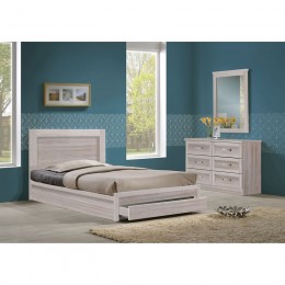 LIFE Κρεβάτι Μονό με Συρτάρι, 99x207x93cm για Στρώμα 90x200cm, Απόχρωση White Wash ΕΜ3633,5