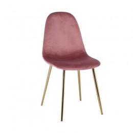 CELINA Καρέκλα 45x54x85cm Χρώμιο Χρυσό, Velure Antique Pink ΕΜ907,2GV