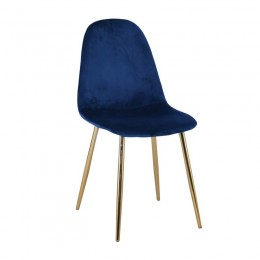 CELINA Καρέκλα 45x54x85cm Χρώμιο Χρυσό, Velure Μπλε ΕΜ907,5GV