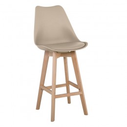 MARTIN Σκαμπό BAR με Πλάτη Κάθισμα 49x54x67/106cm, Φυσικό,PP-Pu Sand Beige, Μονταρισμένη Ταπετσαρία ΕΜ147,91