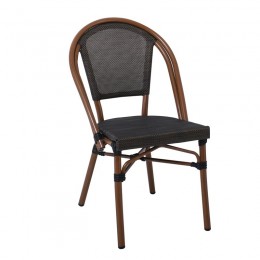 COSTA Καρέκλα Dining Αλουμινίου, 50x55x85cm Απόχρωση Καρυδί Textilene Μαύρο Ε288
