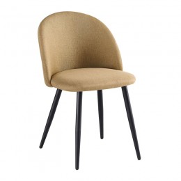 BELLA Καρέκλα Τραπεζαρίας, 50x56x80cm Μέταλλο Βαφή Μαύρο, Ύφασμα Απόχρωση Gold Brown ΕΜ757,4