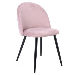 BELLA Καρέκλα Τραπεζαρίας, Μέταλλο Βαφή Μαύρο, 50x56x80cm Ύφασμα Velure Απόχρωση Dirty Pink ΕΜ759,1