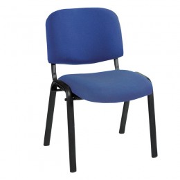 SIGMA Καρέκλα Στοιβαζόμενη Γραφείου, Επισκέπτη Μέταλλο Βαφή Μαύρο, Ύφασμα Μπλε