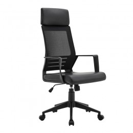 BF2500 Πολυθρόνα Γραφείου Διευθυντή 58x62x116/126cm Mesh Μαύρο - Pu Μαύρο ΕΟ607,1
