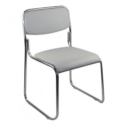CAMPUS Καρέκλα Επισκέπτη Γραφείου 51x49x78cm, Στοιβαζόμενη Χρώμιο Μέταλλο, Soft Pu Γκρι Ε553,5W / 1 TEMAXIO
