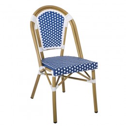 PARIS Καρέκλα Bistro, Αλουμίνιο Φυσικό, 46x54x88cm Wicker Άσπρο - Μπλε, Στοιβαζόμενη Ε291,3
