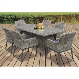 HAVANA Set Τραπεζαρία Κήπου ALU,Wicker Grey Brown-Ανθρακί: Τραπέζι 160x90 + 6 Πολυθρόνες Ε652,S1