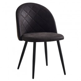 BELLA Καρέκλα Τραπεζαρίας, 50x56x80cm Μέταλλο Βαφή Μαύρο, Ύφασμα Απόχρωση Suede Ανθρακί ΕΜ757,3S