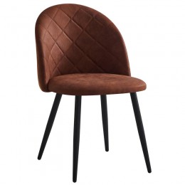 BELLA Καρέκλα Τραπεζαρίας, 50x56x80cm Μέταλλο Βαφή Μαύρο, Ύφασμα Απόχρωση Suede Καφέ ΕΜ757,4S