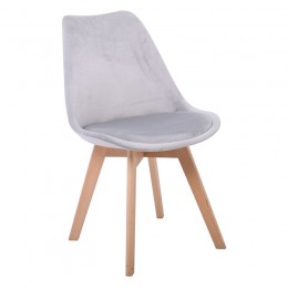 MARTIN Καρέκλα Οξιά Φυσικό, Ύφασμα Velure Γκρι, 49x57x82cm Αμοντάριστη Ταπετσαρία ΕΜ136,44V