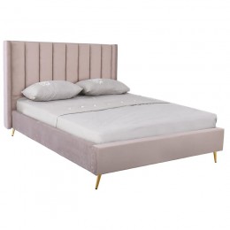 PASSION  Κρεβάτι Διπλό για Στρώμα 160x200cm, Ύφασμα Velure Απόχρωση Cappuccino Ε8803,1