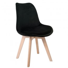 MARTIN Καρέκλα Οξιά Φυσικό 49x57x82cm, Ύφασμα Velure Μαύρο, Αμοντάριστη Ταπετσαρία ΕΜ136,24V