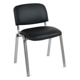 SIGMA Καρέκλα Στοιβαζόμενη 55x60x79cm Γραφείου Επισκέπτη, Χρώμιο, PVC Μαύρο ΕΟ550,11W