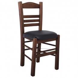 ΣΙΦΝΟΣ Καρέκλα 41x45x88cm Οξιά Βαφή Εμποτισμού Καρυδί, Κάθισμα Pu Μαύρο Ρ969,Ε2Τ